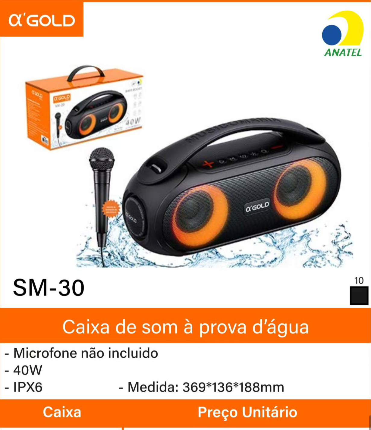 Caixa de Som Bluetooth 40W A Gold SM-30