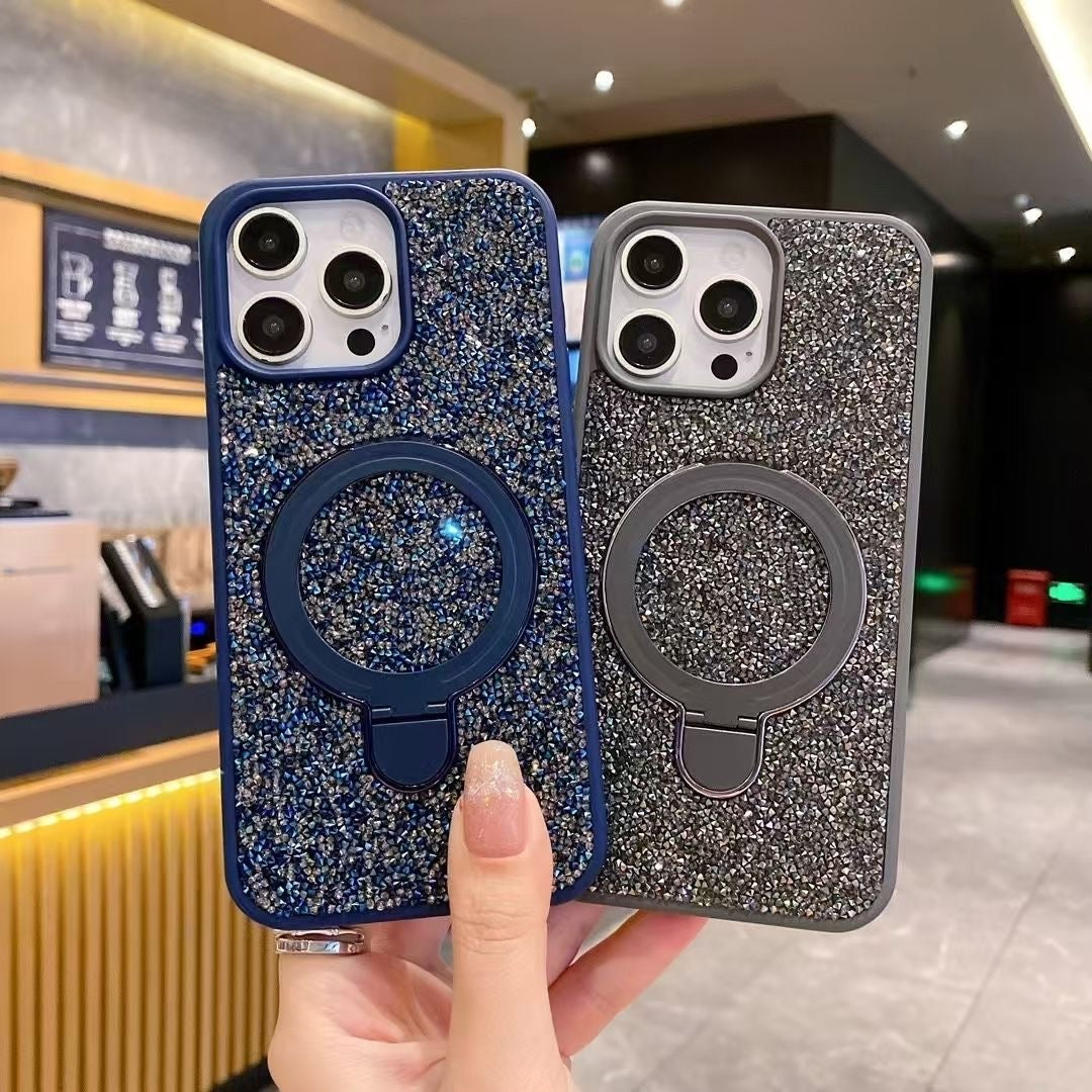 Capa Capinha Pedras Cristalizadas com Suporte dobrável Luxo S/P IPhone