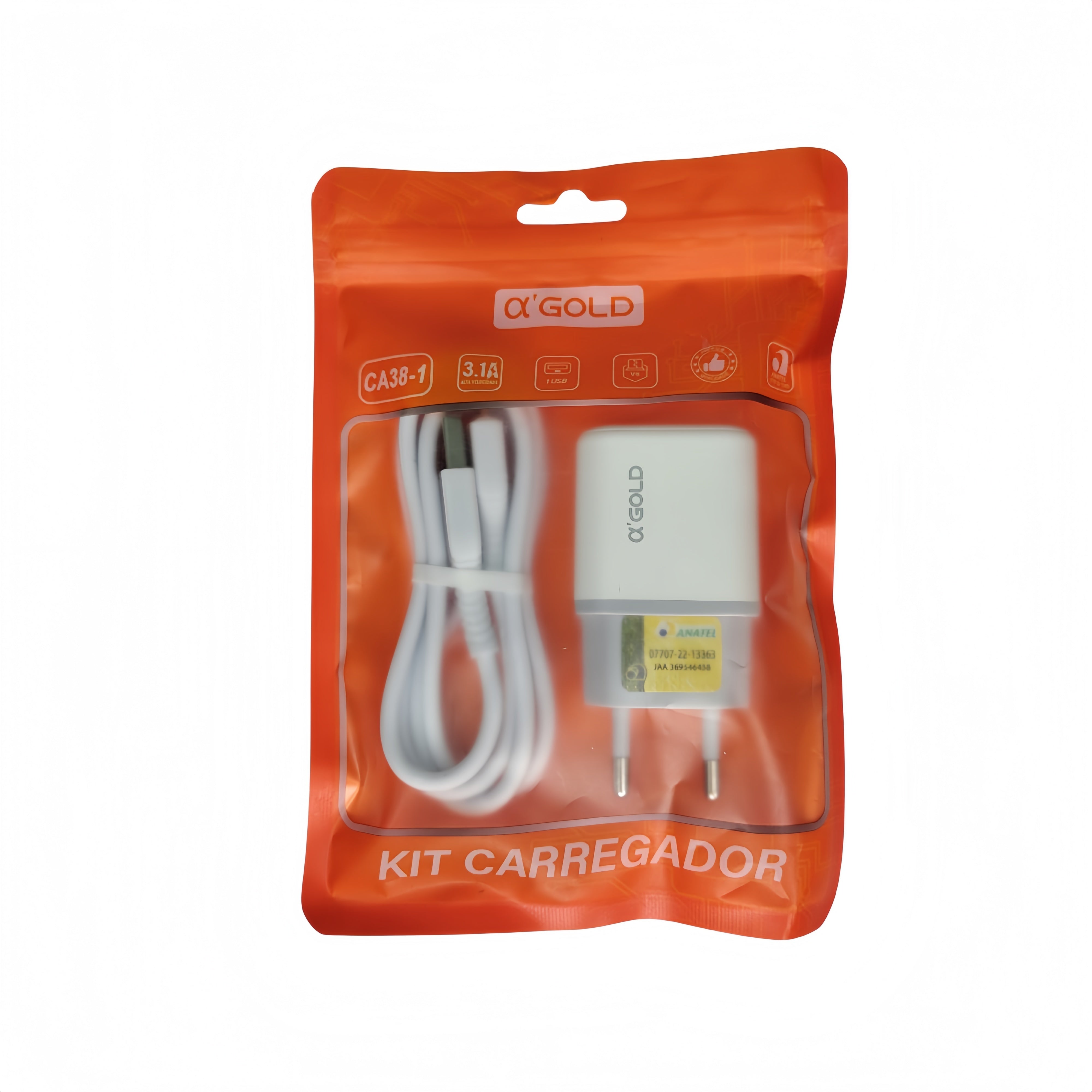 Carregador Turbo Micro USB V8 / Type C /Lightning Iphone Para Android 3.1A A'Gold