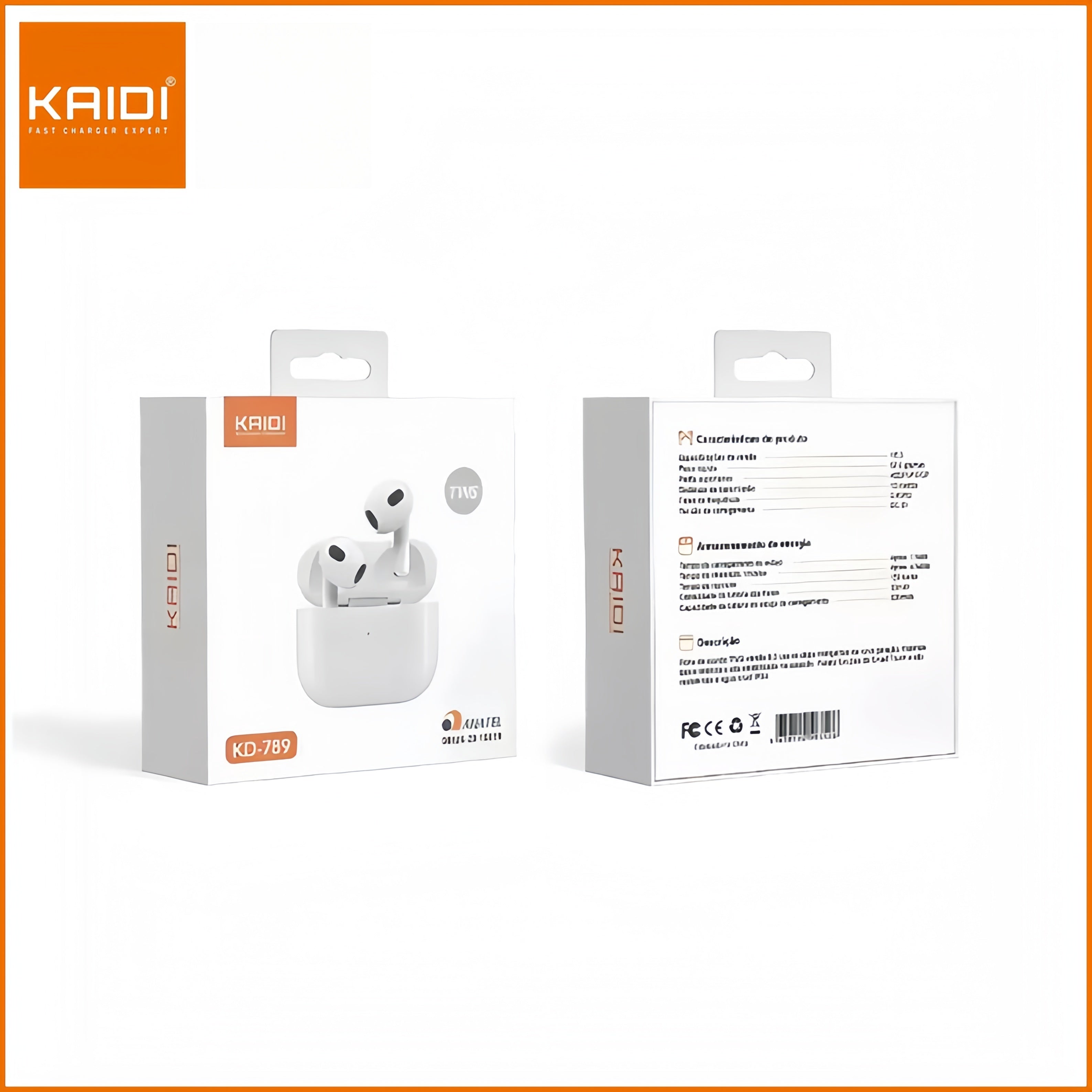 Fone de Ouvido Sem fio Bluetooth TWS Kaidi KD-789