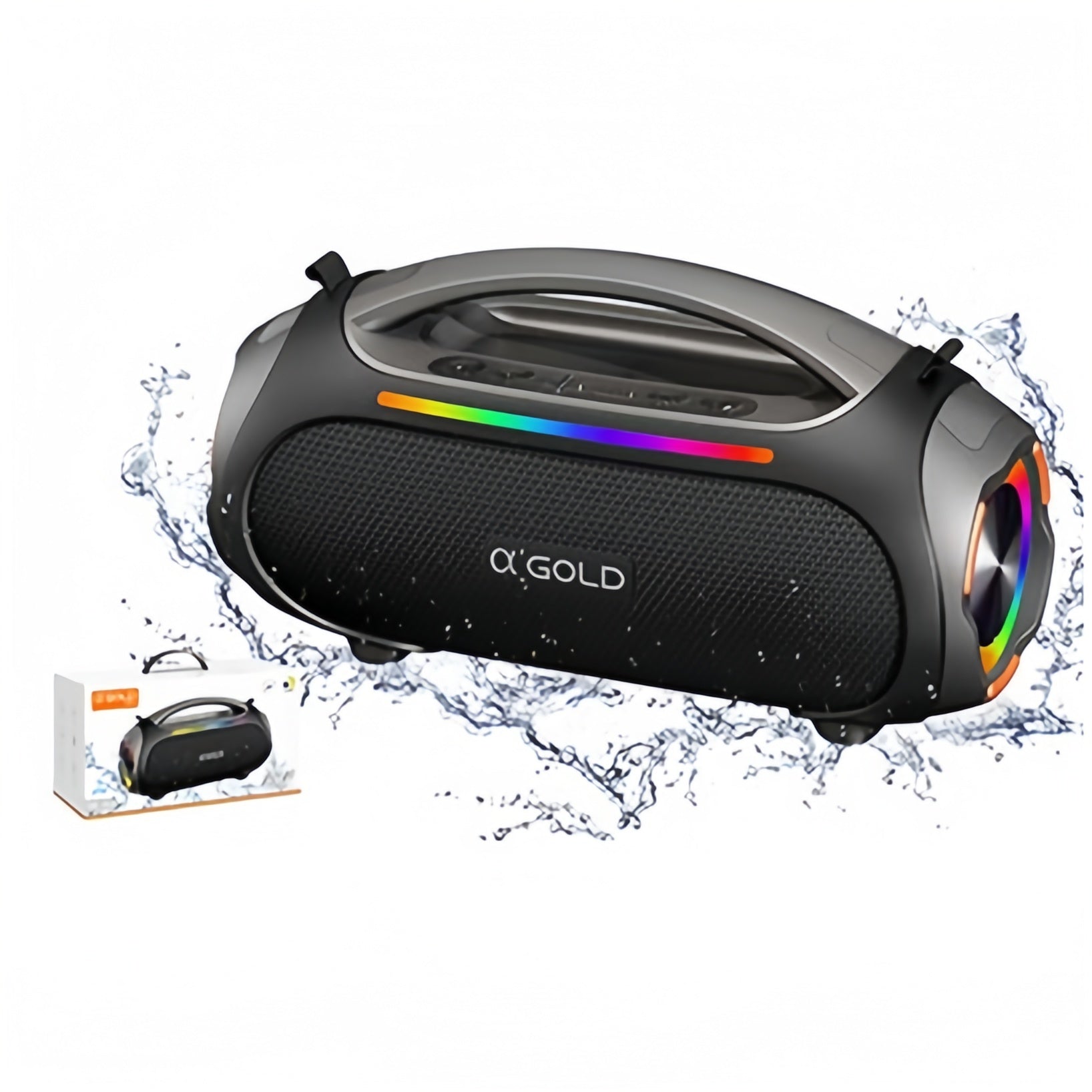 Caixa De Som Bluetooth A'gold Sm30a Bluetooth Ipx6 60w com leds