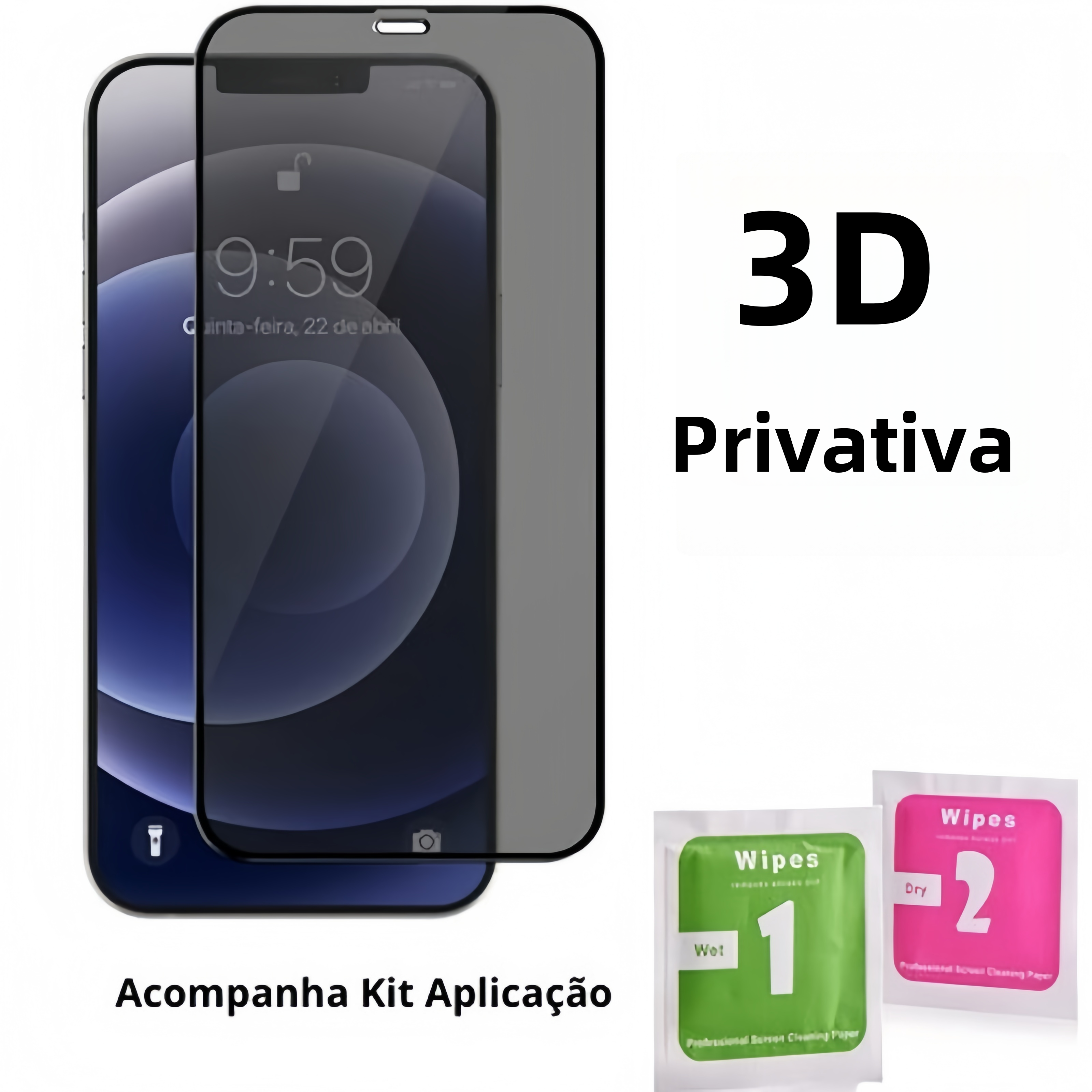 Película de vidro 3D Privativa Anti Spy Para IPhone